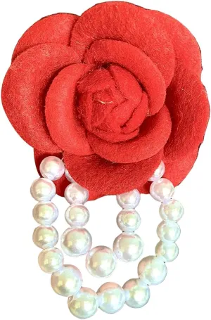 Vintage White Flower Brooches Elegant Red Flower Pearl Tassel Brooches Shawl Lapel Pins Dress Suit Clothes Safety Pins Hairpin Headpieces Wedding Party Jewelry Accessories