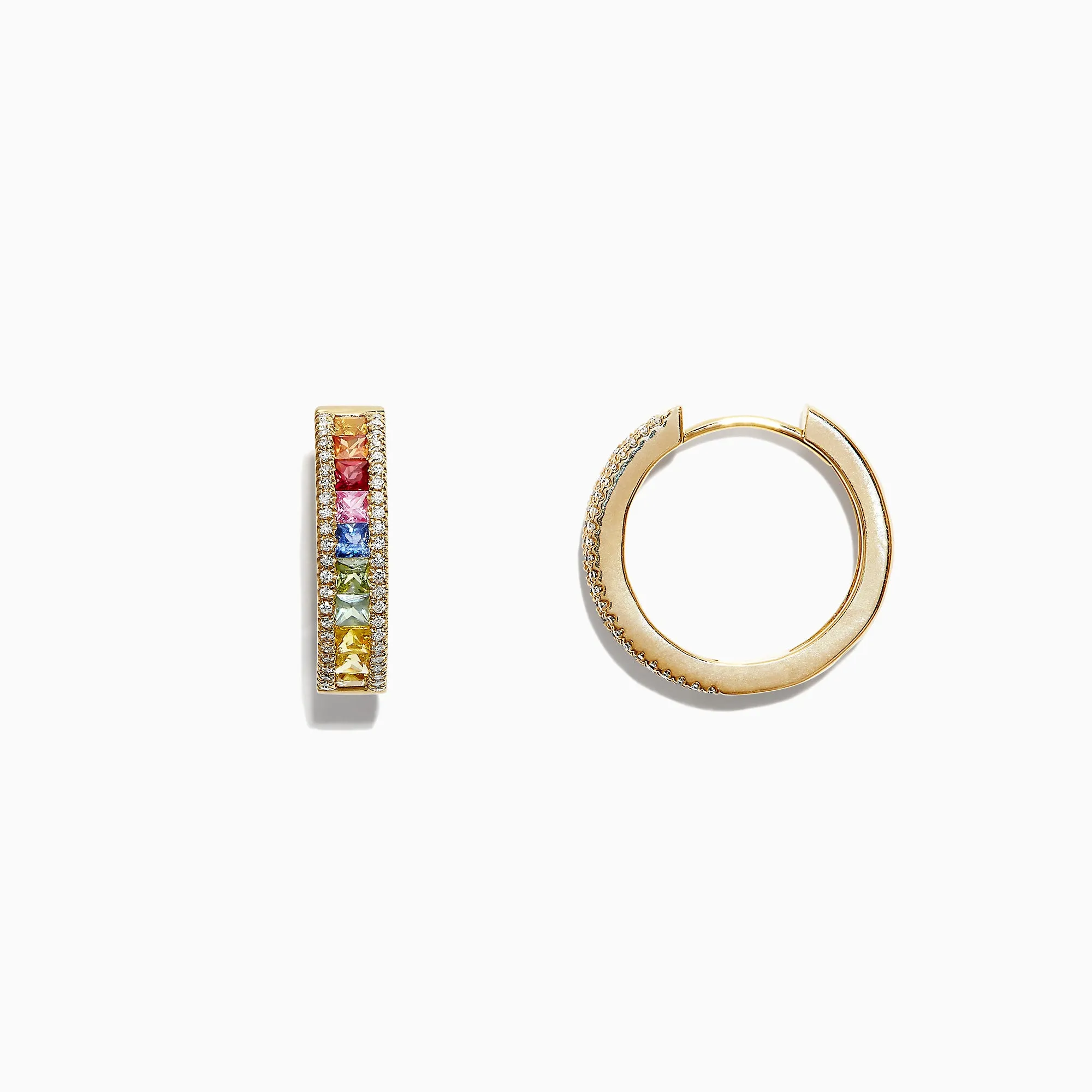 Watercolors 14K Yellow Gold Multi Sapphire & Diamond Earrings, 2.13 TC