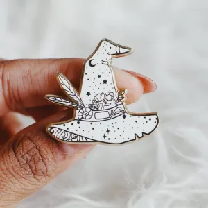 White Witch Hat Enamel Pin