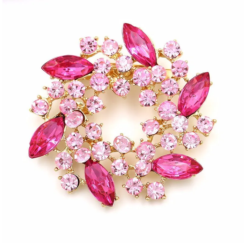 Women's Crystal Brooch Fashion Floral Accessories Christmas Party Valentine's Day Gifts For Wife Mom