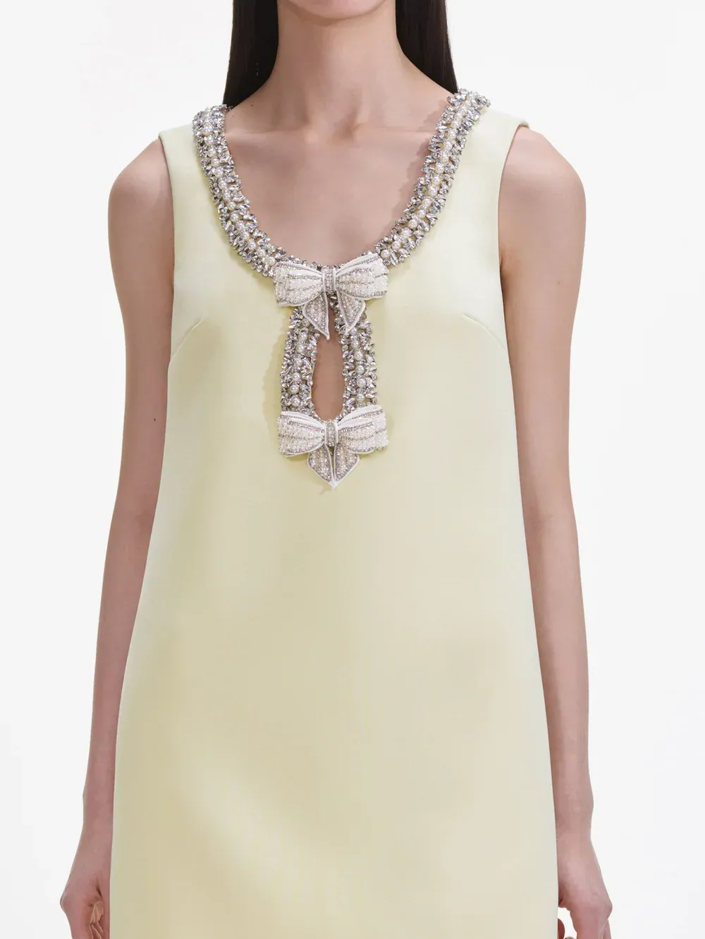 Yellow Crepe Bow Mini Dress